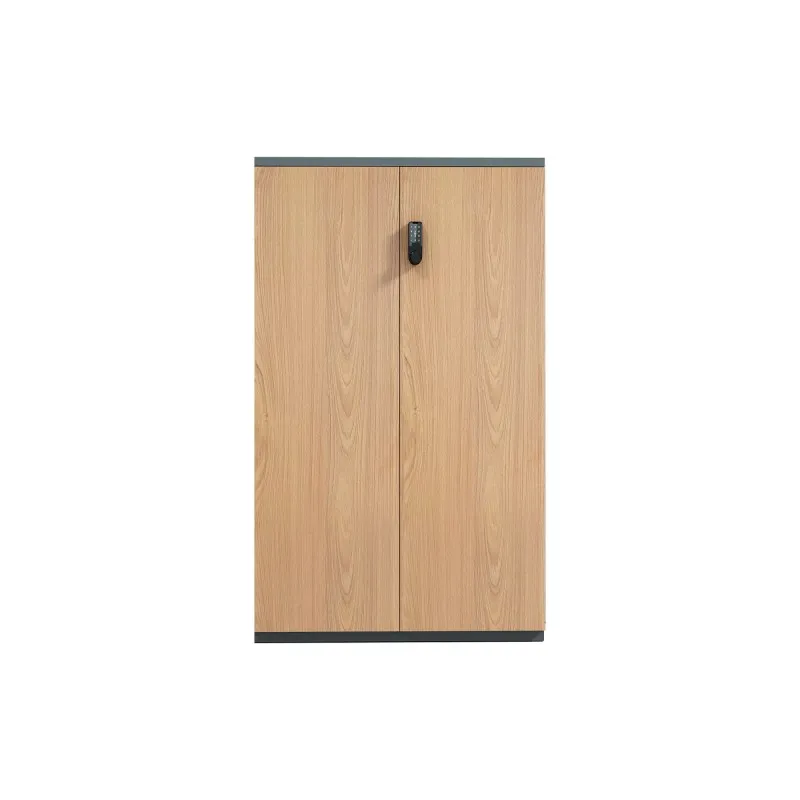 1450 mm niedriger Aktenschrank aus Stahl mit Doppeltür, Holzmaserungs-Transfer und Elektronikschloss