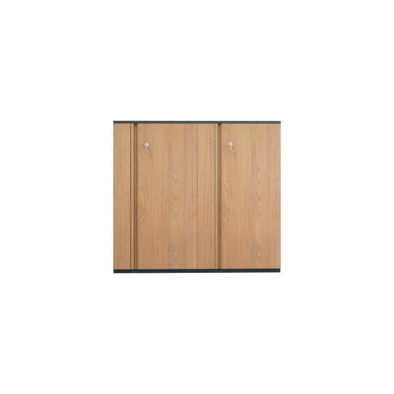 Niedriger, viertüriger, abschließbarer Stahl-Aktenschrank mit Holzmaserungstransfer, 750 mm